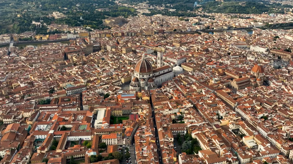 Florence Cathedral and terracotta rooftops seen from above